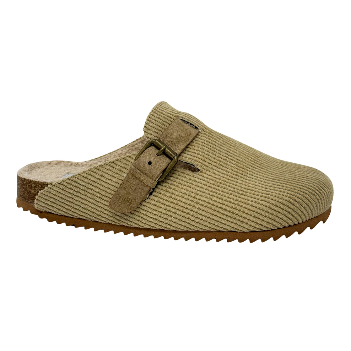 Very G Women's Joanna Corduroy Buckle Detail Slip-On Clogs, Cream
