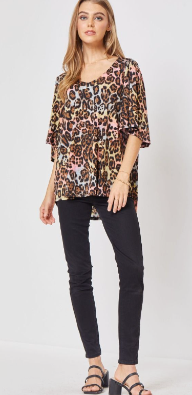 Dear Scarlett Women's CALI Blouse, V-Neck with High Low, S-3X