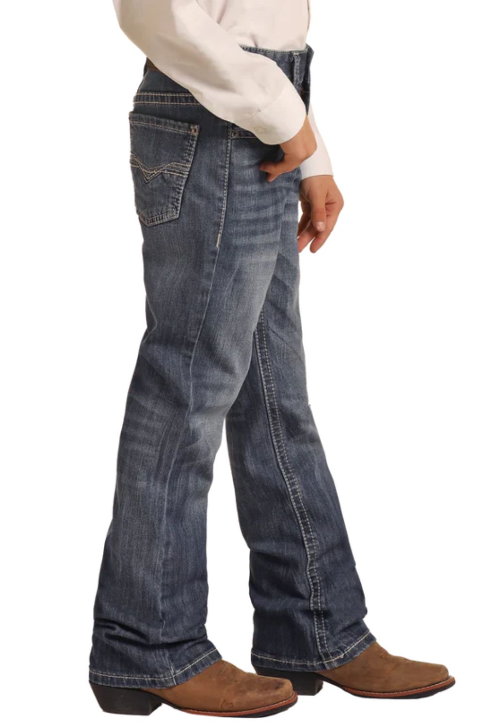 Rock & Roll Denim Boys Light Grey Top Stitching Regular Fit Bootcut Jeans