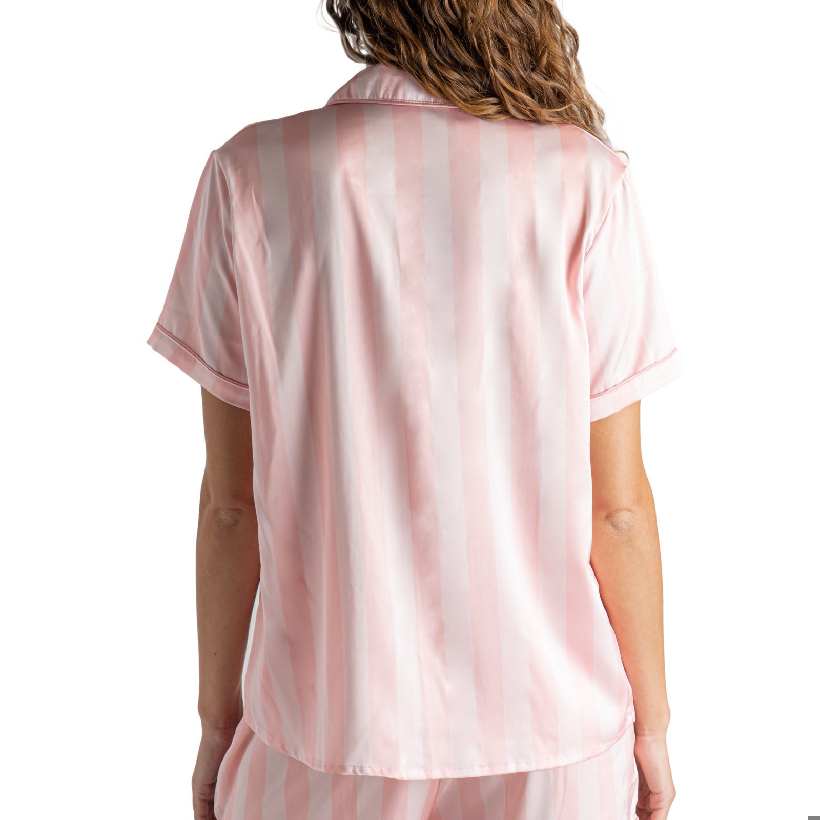 Hello Mello Womens Beauty Sleep Satin Pajama Top (Pink, Small/Medium)