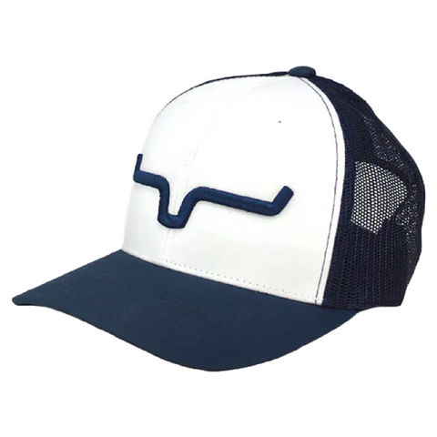 Kimes Ranch Weekly Trucker Adjustable Snapback Cap Hat, White Navy