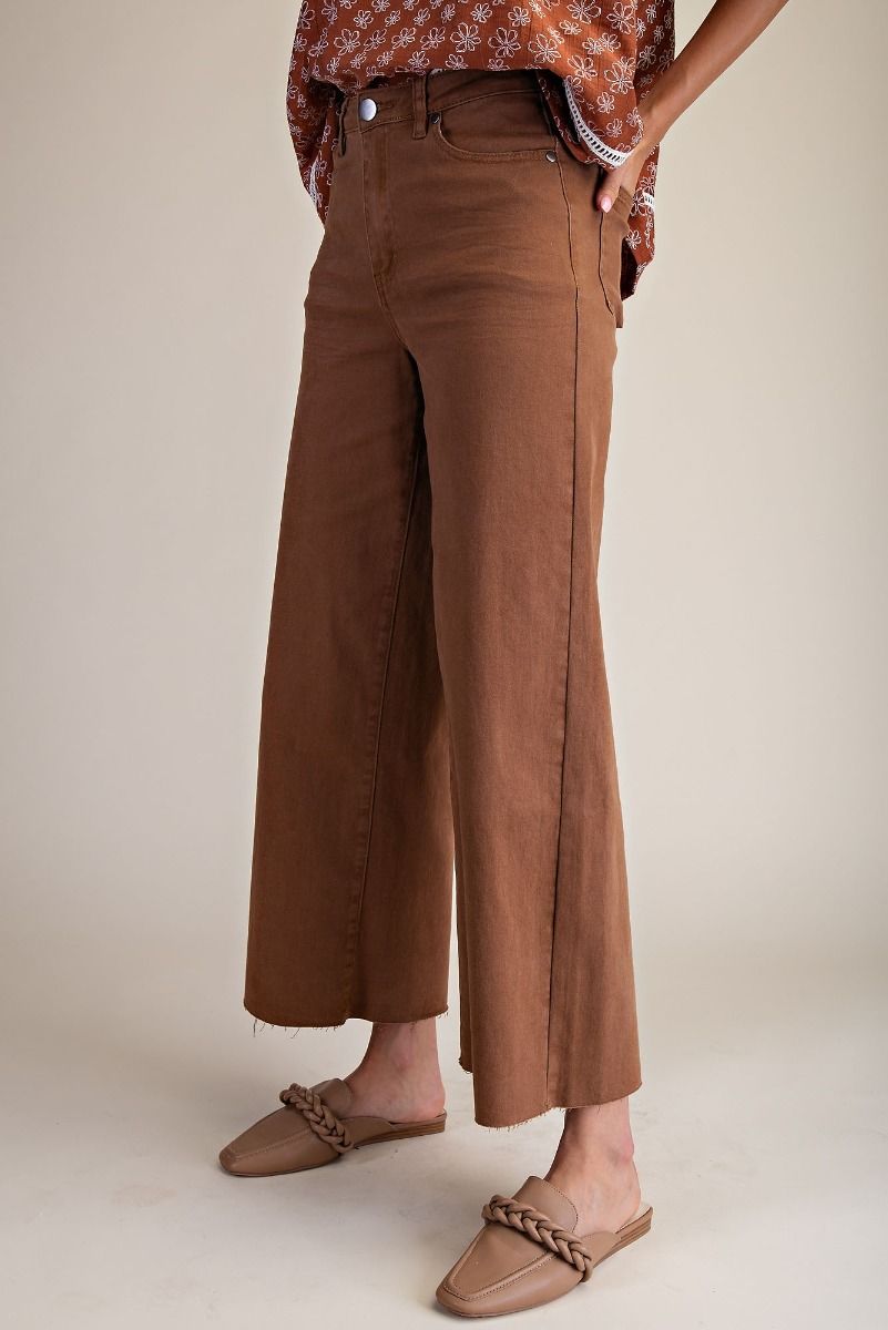 Easel Womens Soft Stretch High Waisted Wide Leg Twill Pants