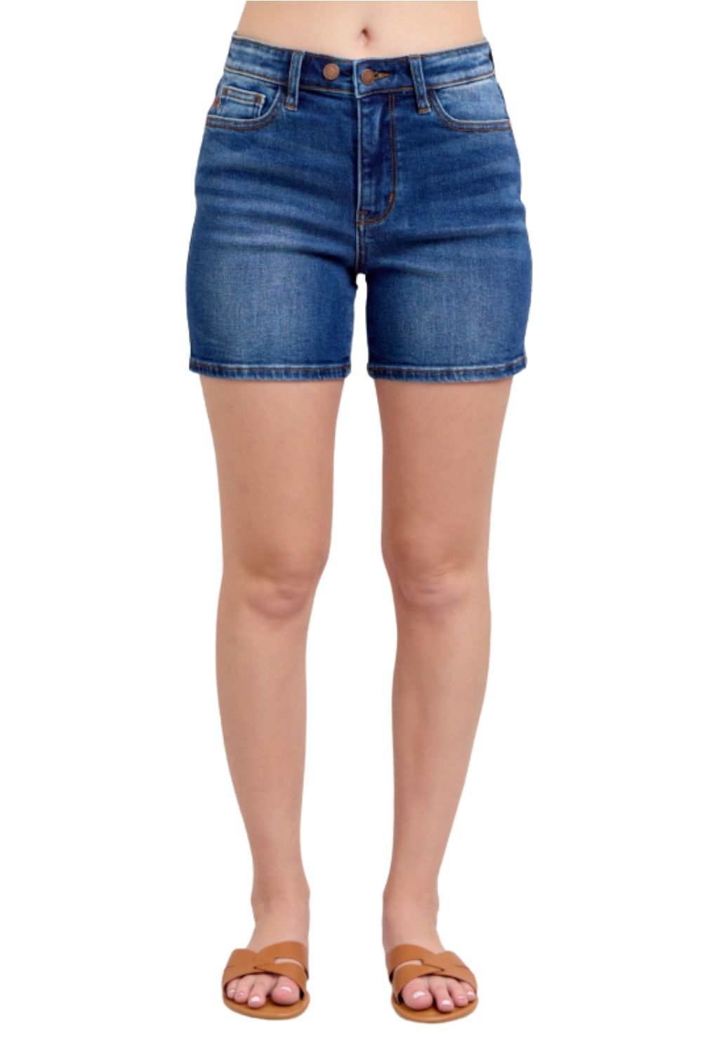 Judy Blue Womens Adjustable 2 Button Dad Denim Shorts