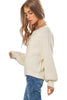 Davi & Dani Womens Textured Slouchy Dropped Shoulders Pullover Sweater