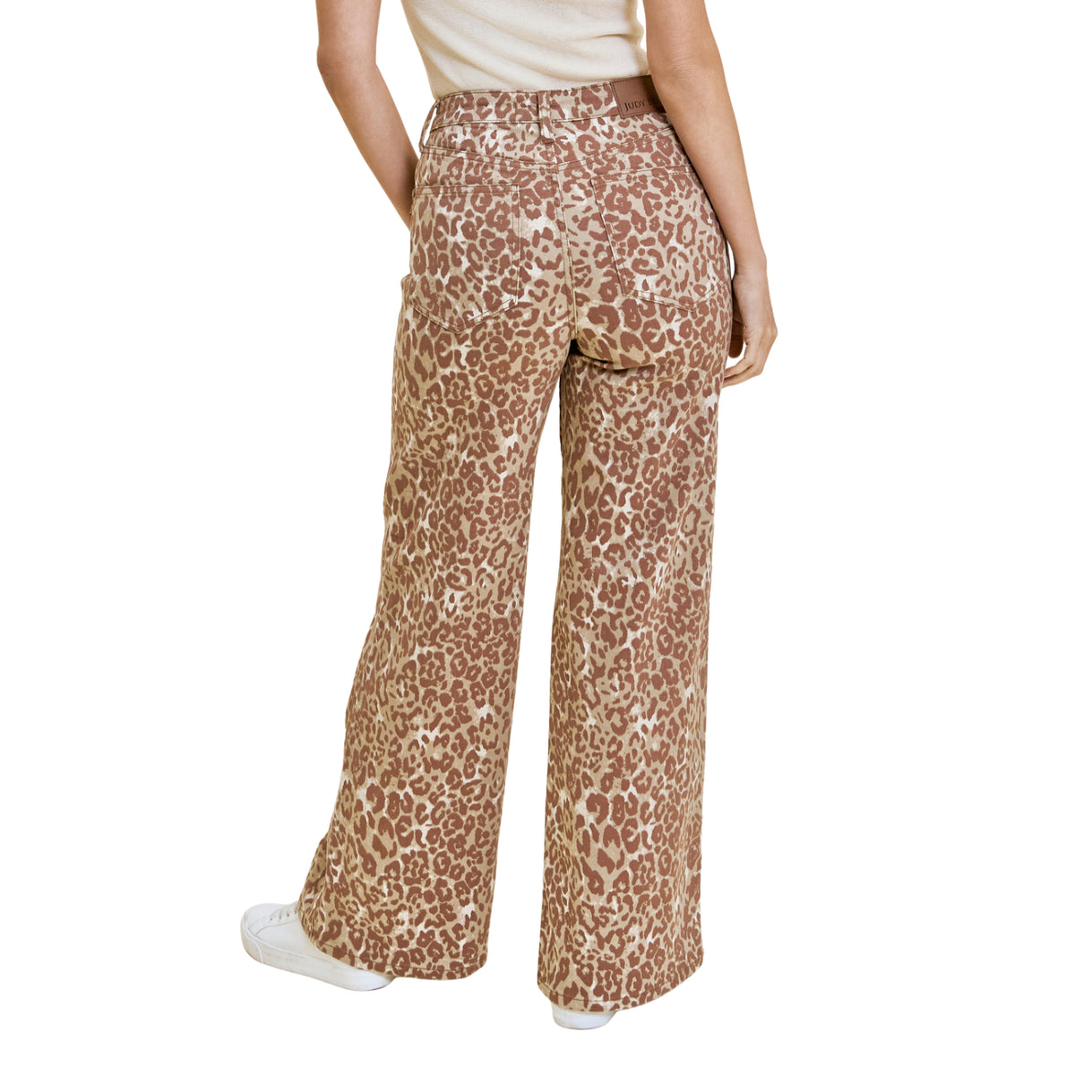 Judy Blue Women's Lux High Waist Wide Leg Jeans, Winter Leopard Print