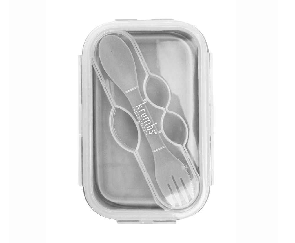 Krumbs Kitchen Essentials Silicone Collapsible Lunch Container with Spoon/Fork