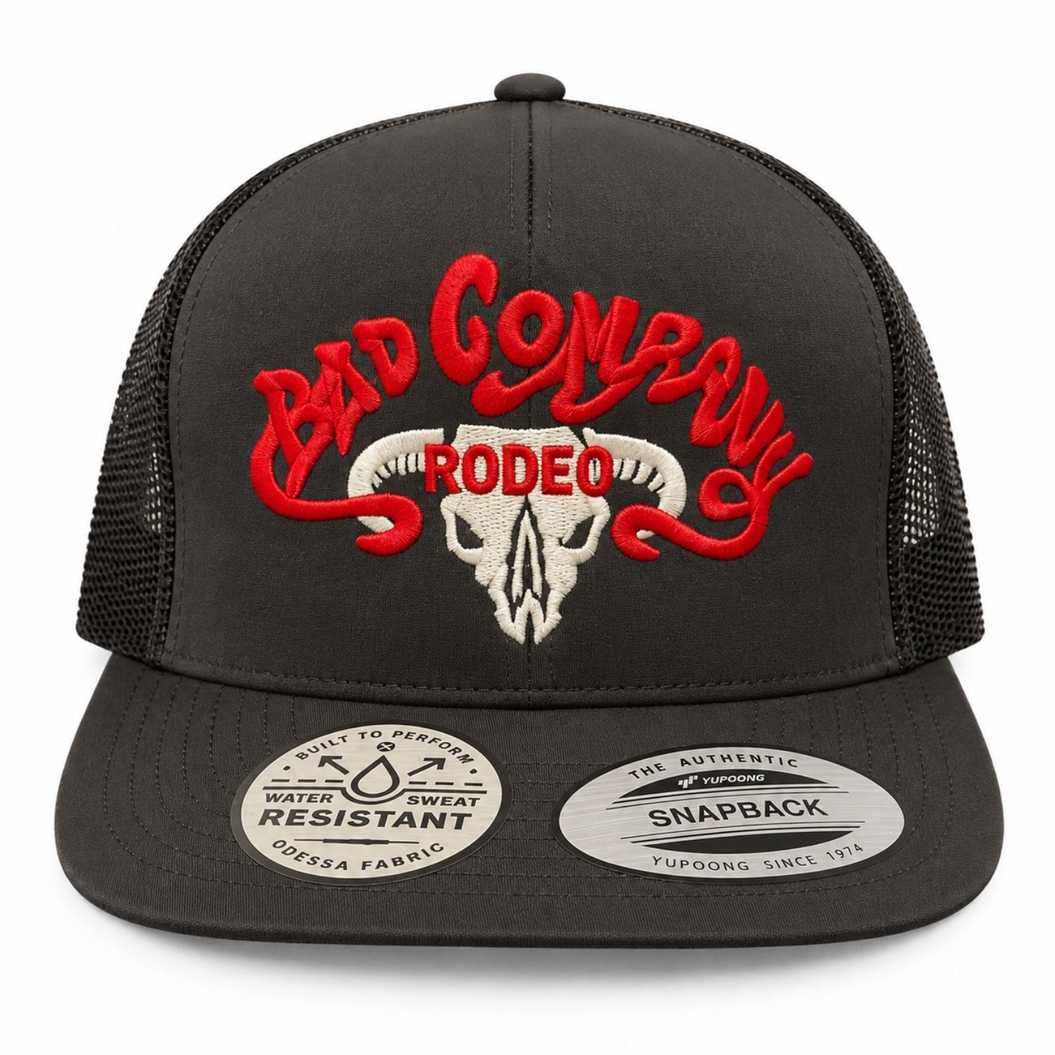 Hooey Bad Company Rodeo Men's Skull Logo Trucker Snapback Hat, Black