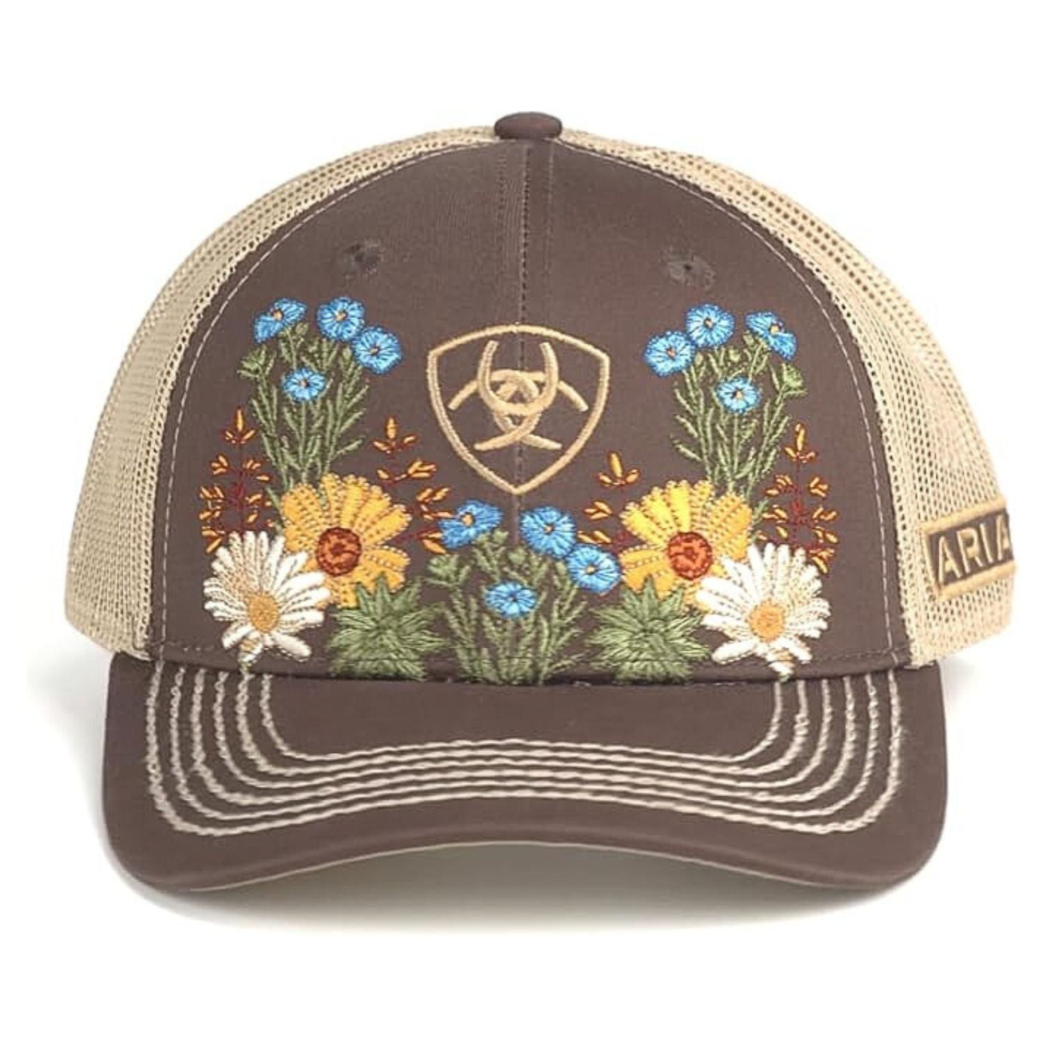 Ariat Womens Vintage Flowers Adjustable Snapback Cap Hat, Brown/Floral