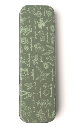 Seed & Sprout Gardening Labeling Set, Tin with Labeling Steaks and Colored Pencils