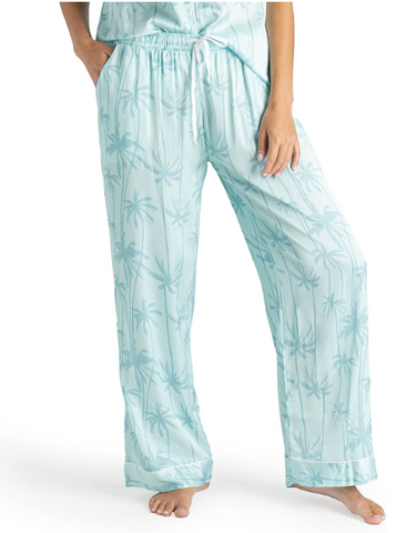 Hello Mello Satin Pajama Pants Lounge Bottoms, Leaf Me Alone, Small/Medium