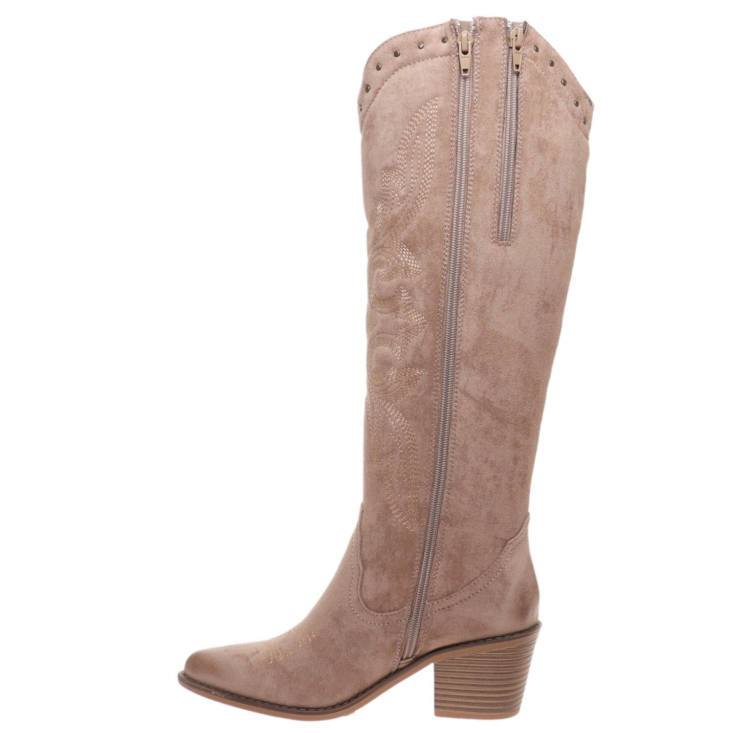 Pierre Dumas Womens Whitney-6 Studded Pull On Western Tall Boots, Taupe