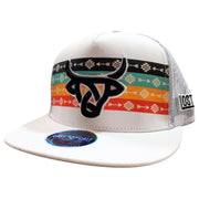 Lost Calf Mens Arrow Flat Bill Adjustable Snapback Cap Hat, White