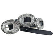 Roper Womens Oval Concho Leather Belt, Black