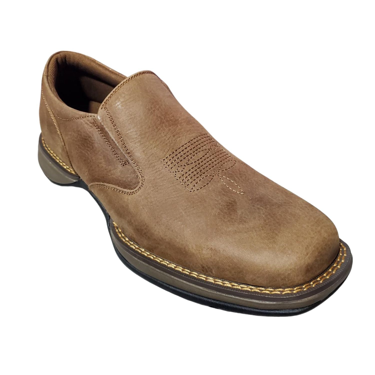 Roper Mens Wilder Leather Slip On Square Toe Shoes, Vintage Tan