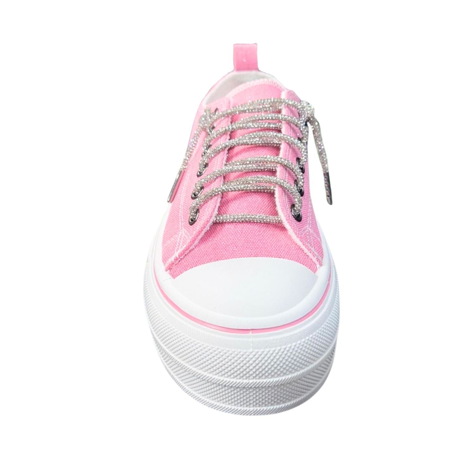 Very G Womens Harmon Sparkle Lace Up Slip On Canvas Platform Sneaker, Pink