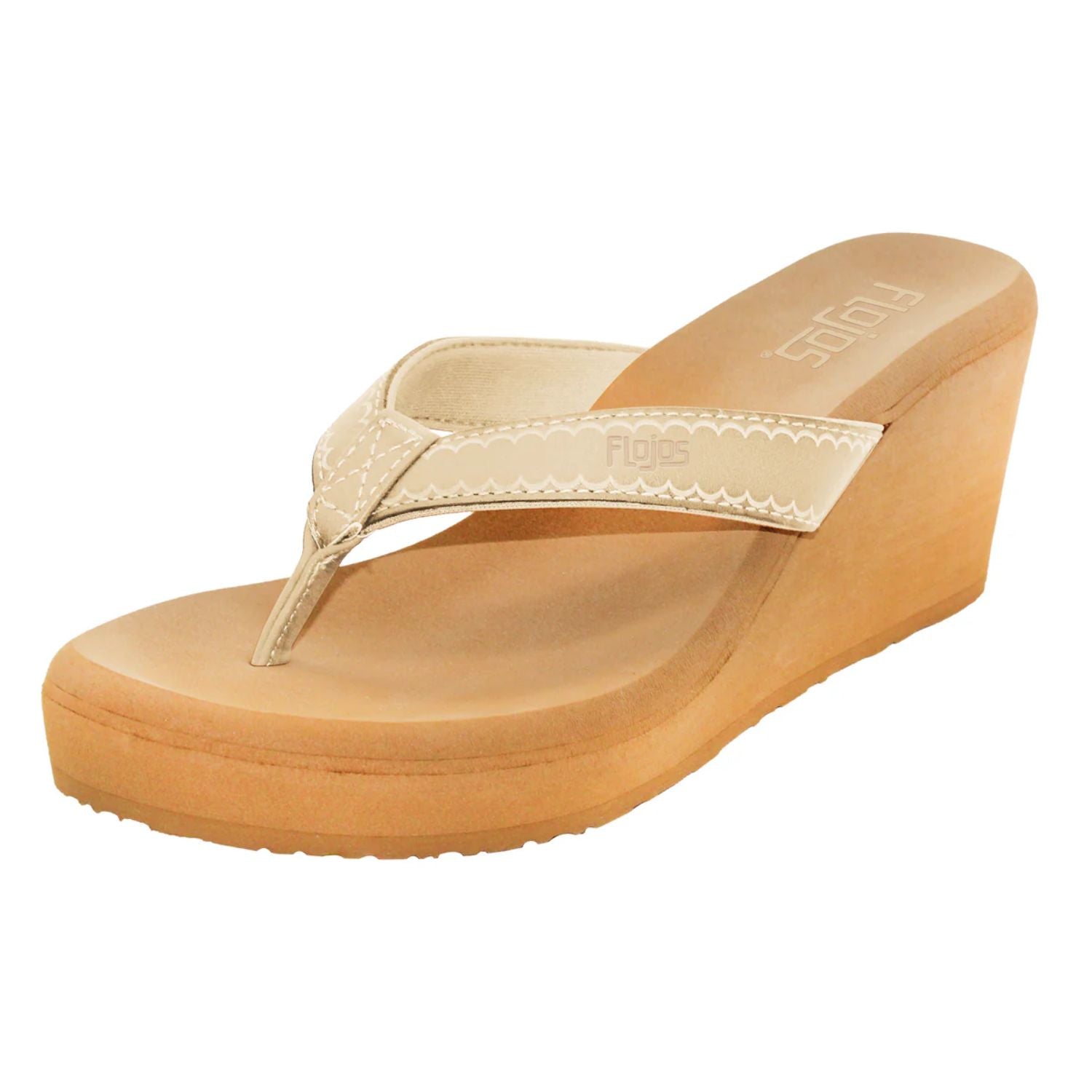 Flojos Womens Olivia Vintage Wedge Heel Thong Sandal, Ivory