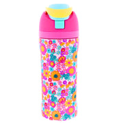 Jane Marie Kids Girls Bold Floral 16oz Water Bottle With Straw Cap