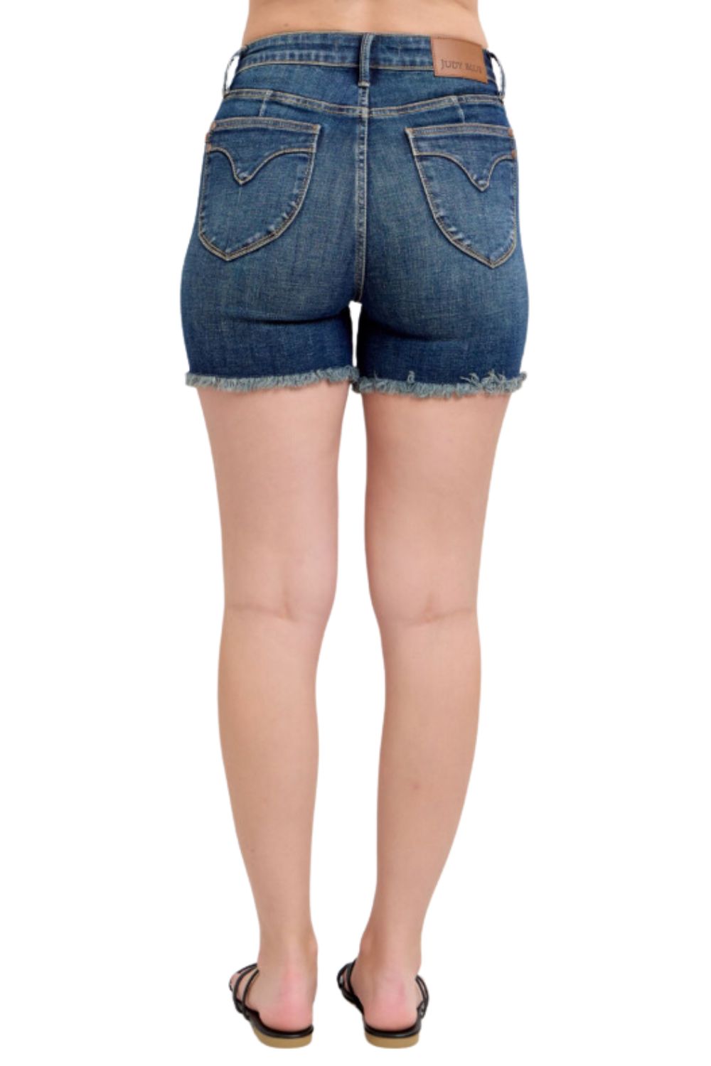 Judy Blue Womens High Waist Tummy Control Frayed Hem Shorts