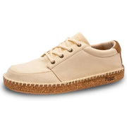 Flojos Mens Solar Canvas Memory Foam Beachcomber Lace Up Shoes, Sand/Gum
