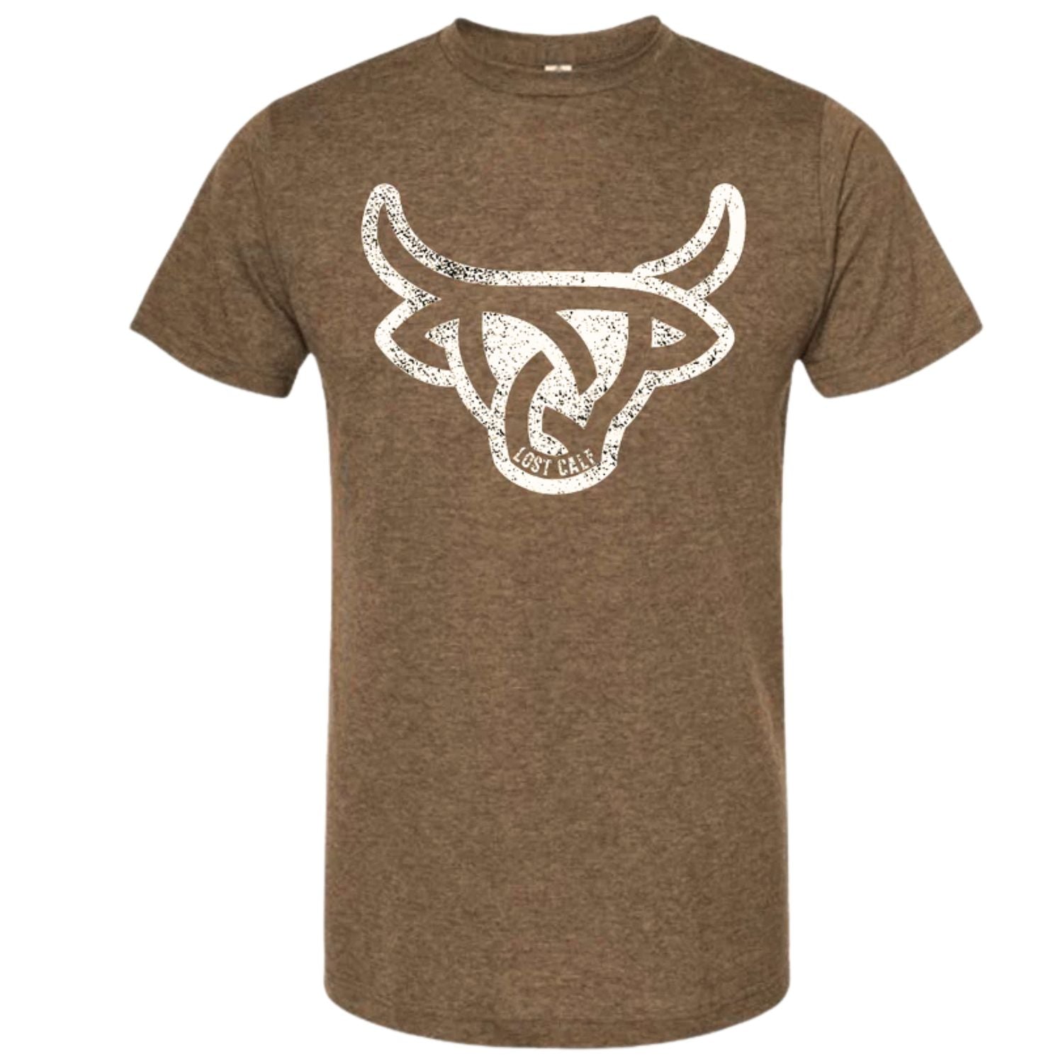 Lost Calf Unisex Angus Short Sleeve Tee Shirt, Brown