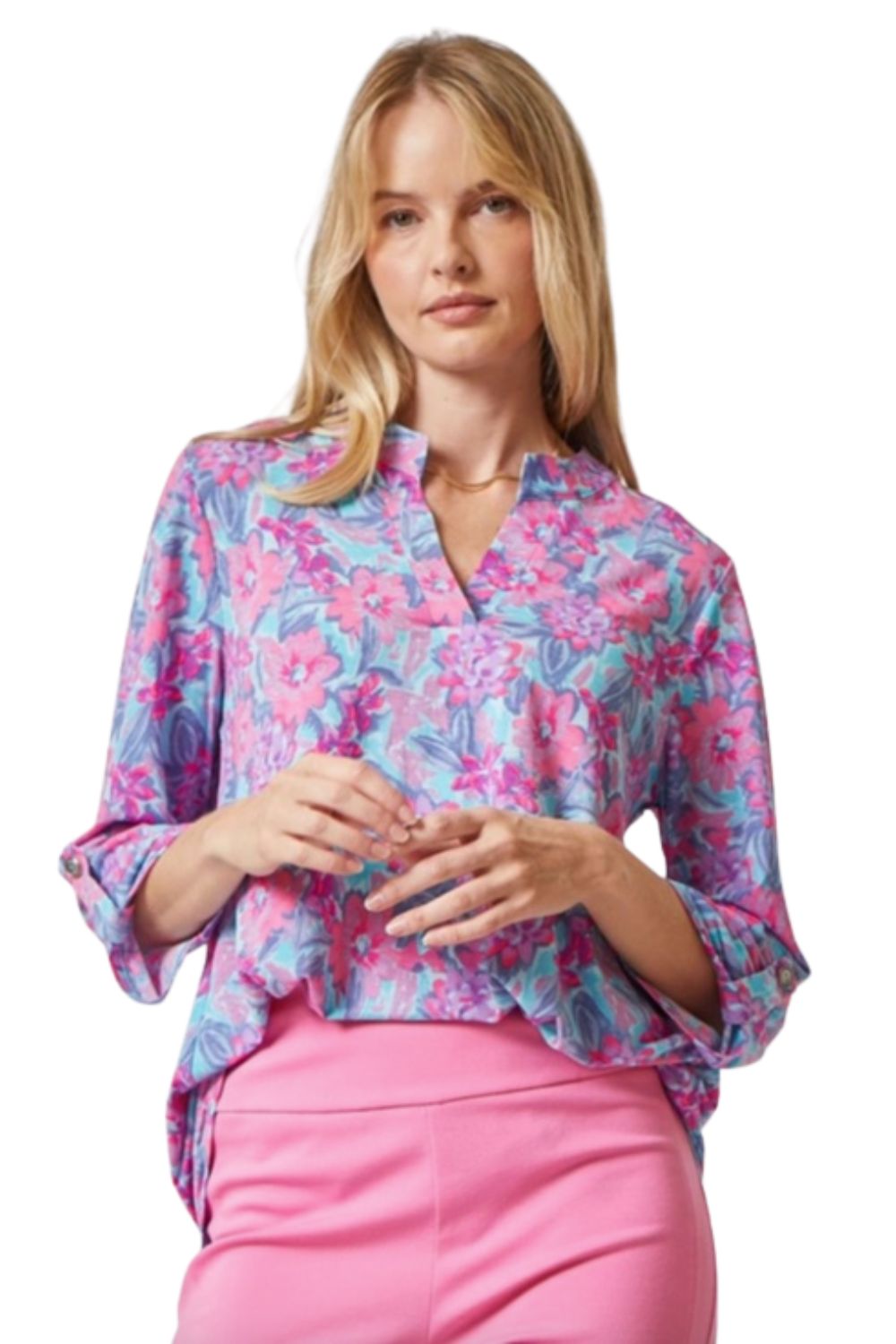 Dear Scarlett Womens Lizzy Relaxed Flowy High Low Blouse