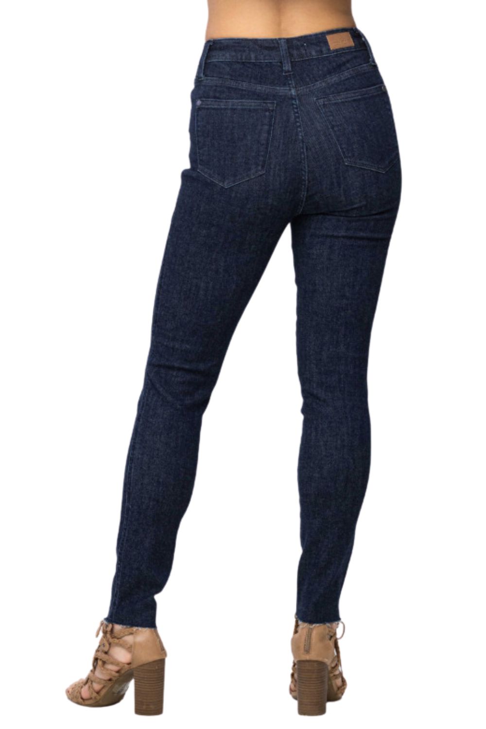 Judy Blue Womens High Waist Control Top Raw Hem Skinny Jeans