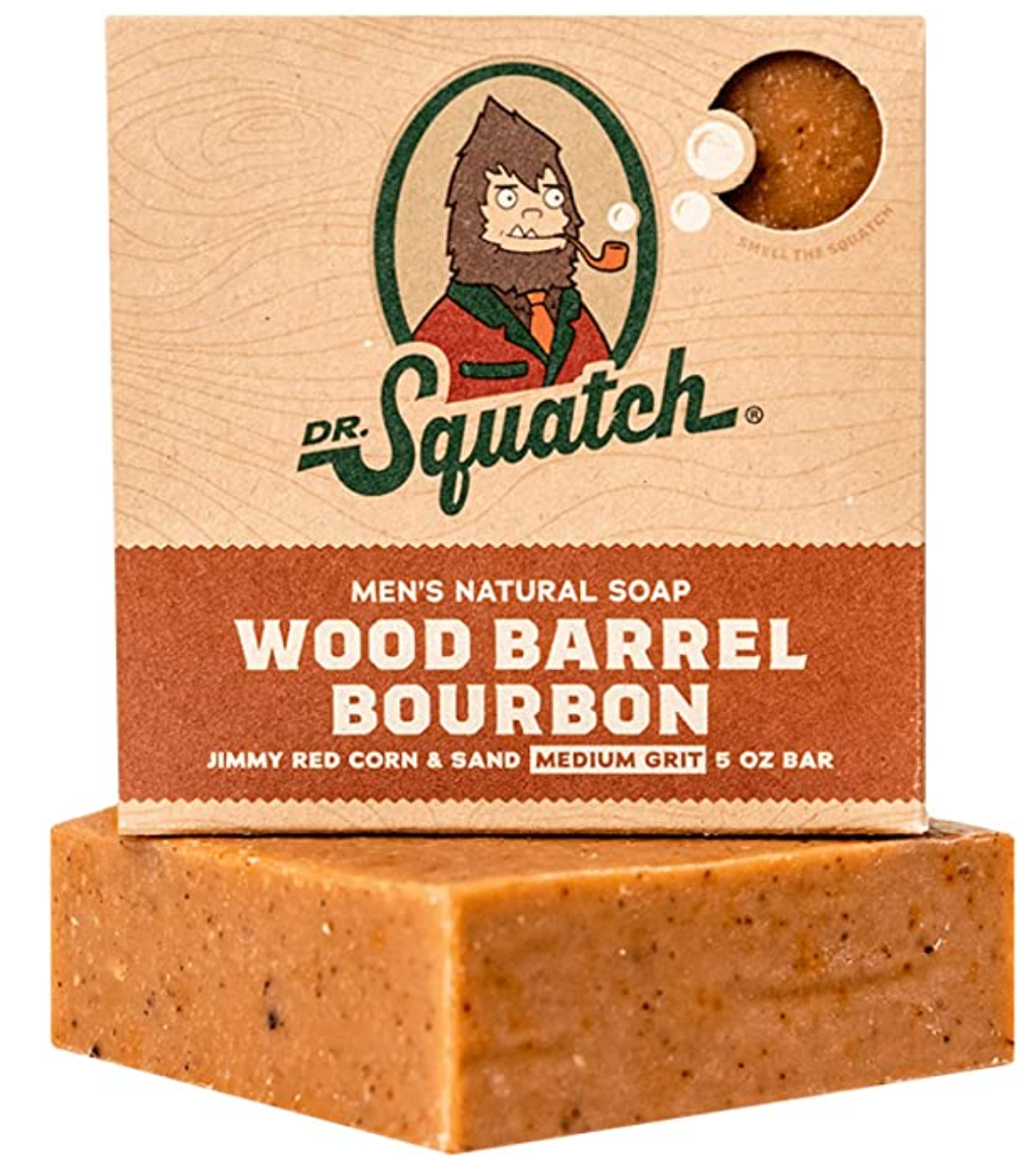 Dr. Squatch All Natural Bar Soap for Men with Medium Grit, Wood Barrel Bourbon