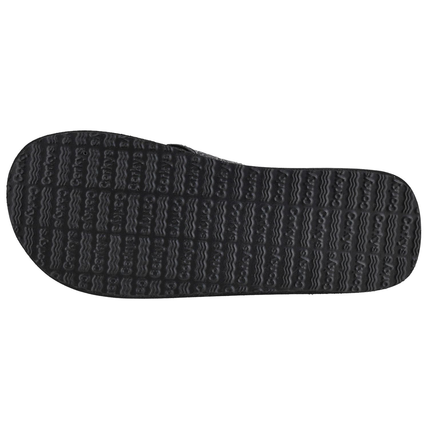Corkys Footwear Womens Summer Break Flip Flop Sandal- Black Flower Embossed