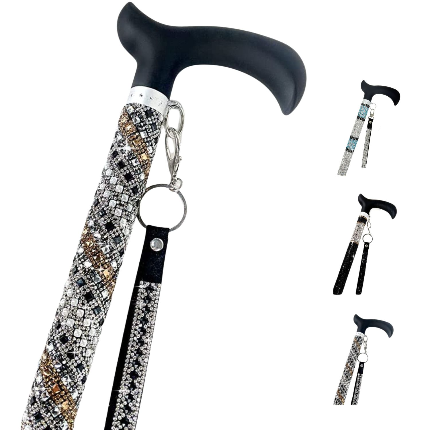 Jacqueline Kent Adjustable Crystal Rhinestone Fashion Sugar Walking Cane
