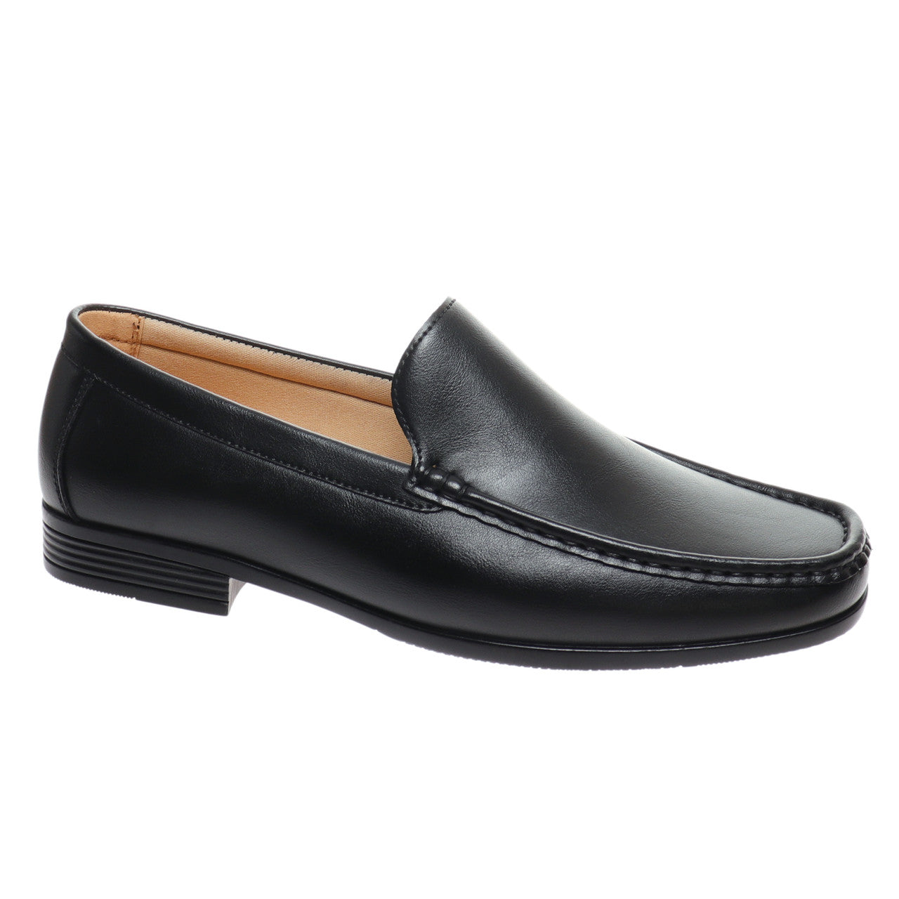 Marco Ferrara Mens Tripp-1 PU Leather Slip On Moccasin Casual Dress Shoes- Black