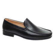 Marco Ferrara Mens Tripp-1 PU Leather Slip On Moccasin Casual Dress Shoes- Black