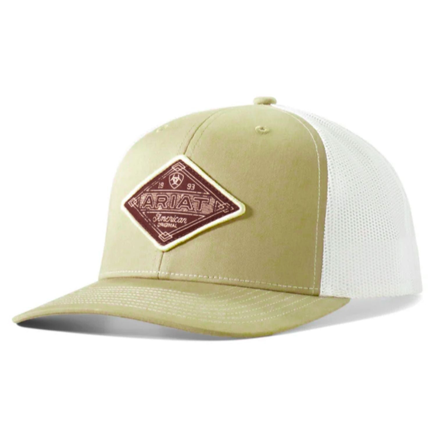 Ariat Mens Richardson Diamond Logo Patch Adjustable Snapback Hat (Cream/White)