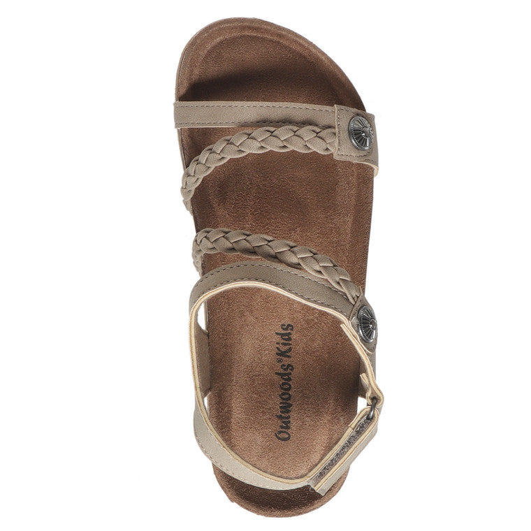 Outwoods Kids Prime-5 Hook and Loop Fashion Sandal, Taupe