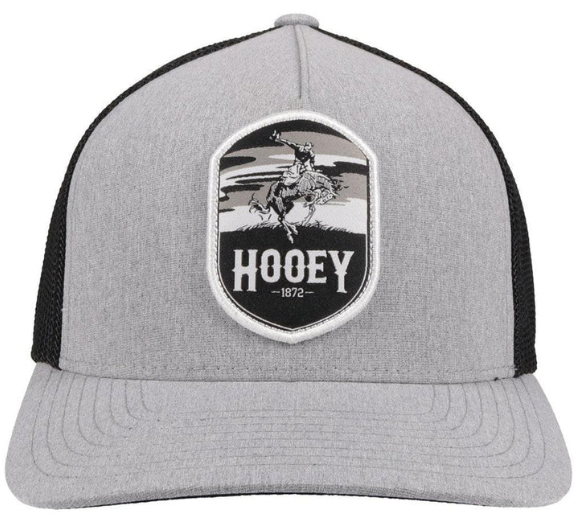 Hooey Mens Cheyenne Flexfit Curved Bill Grey and Black Hat Cap