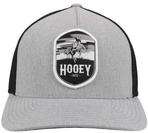 Hooey Mens Cheyenne Flexfit Curved Bill Grey and Black Hat Cap