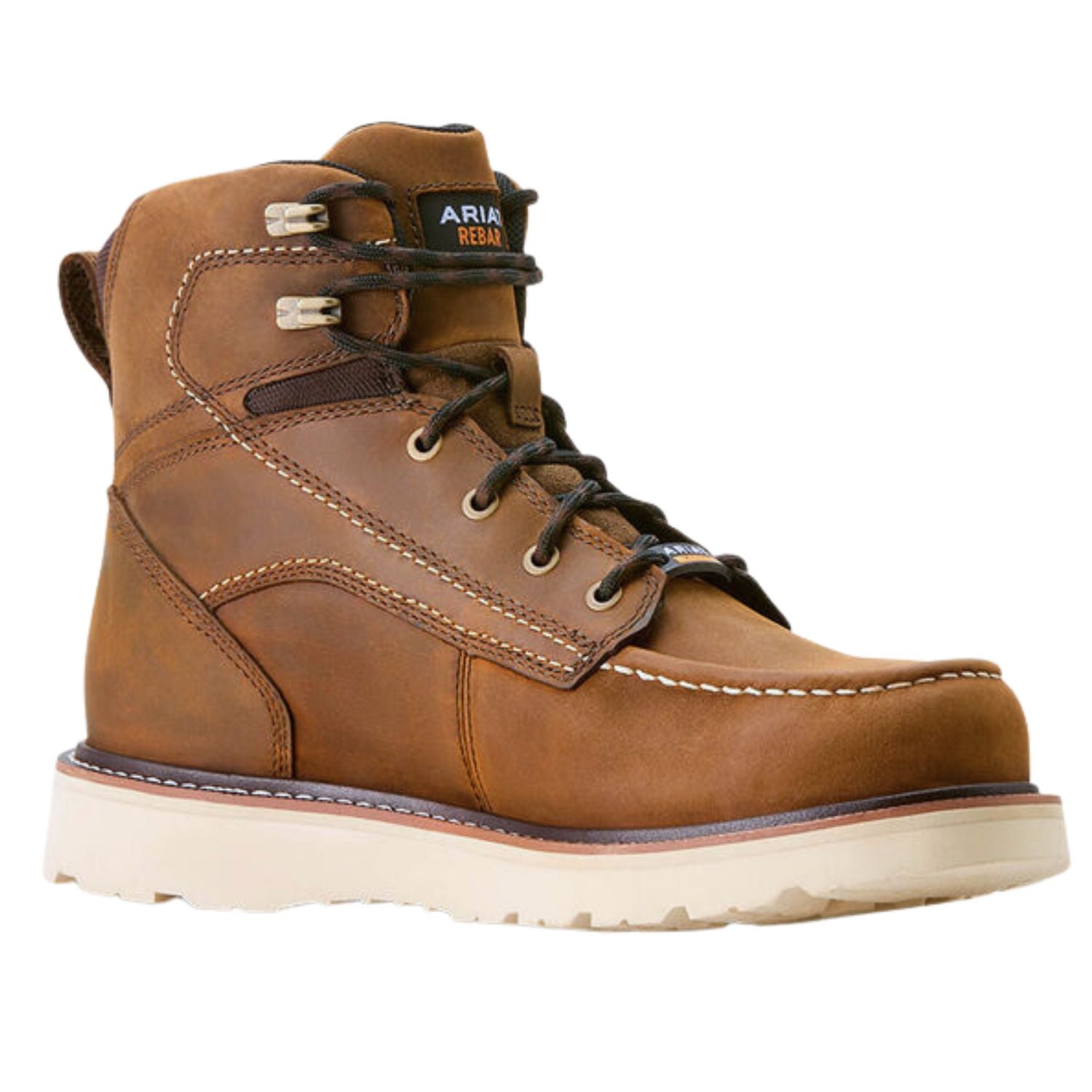 Ariat Mens Rebar Wedge Moc Toe 6" H2O Waterproof Electrical Hazard Leather Boot