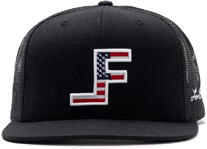 Lane Frost Patriot Embroidered Logo Black Flat Bill Adjustable Snapback Cap Hat