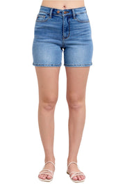 Judy Blue Womens High Waist Adjustable 2 Button Dad Denim Shorts