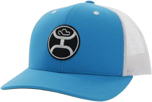 Hooey Mens Primo Adjustable Snapback Mesh Back Trucker Hat Cap, Blue/White