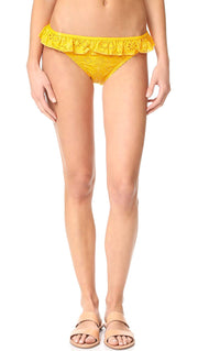 Kate Spade New York Eyelet Lace Ruffle Classic Bikini Bottom, Saffron, X-Large