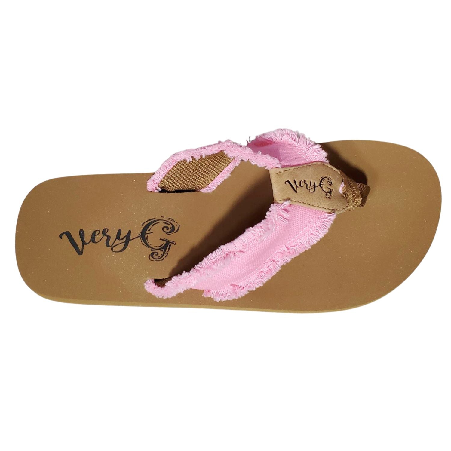 Very G Womens GJazz 3 Frayed Top Fashion Flip Flop Sandal, Pink