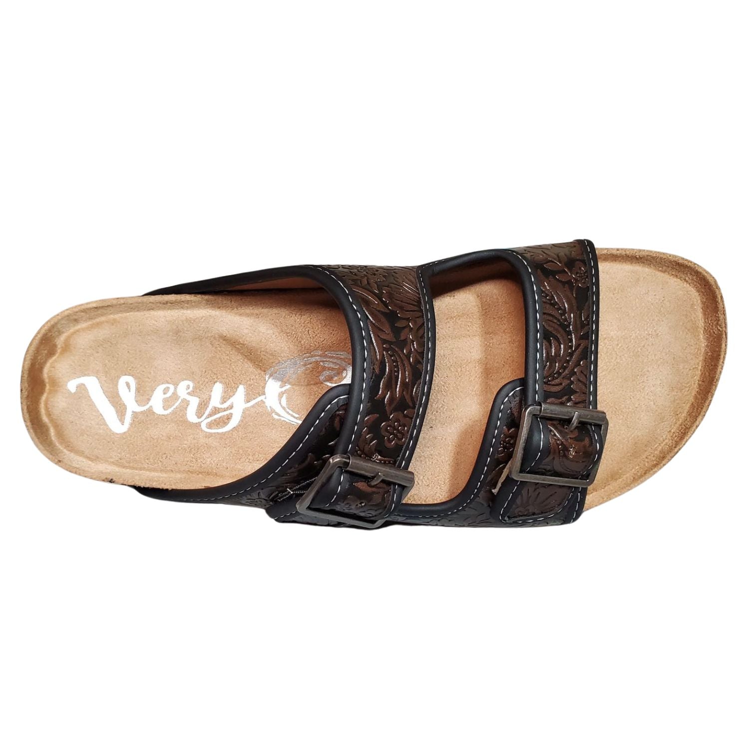 Very G Womens Berry 4 Fashion Slide Sandal, Black Chocolate