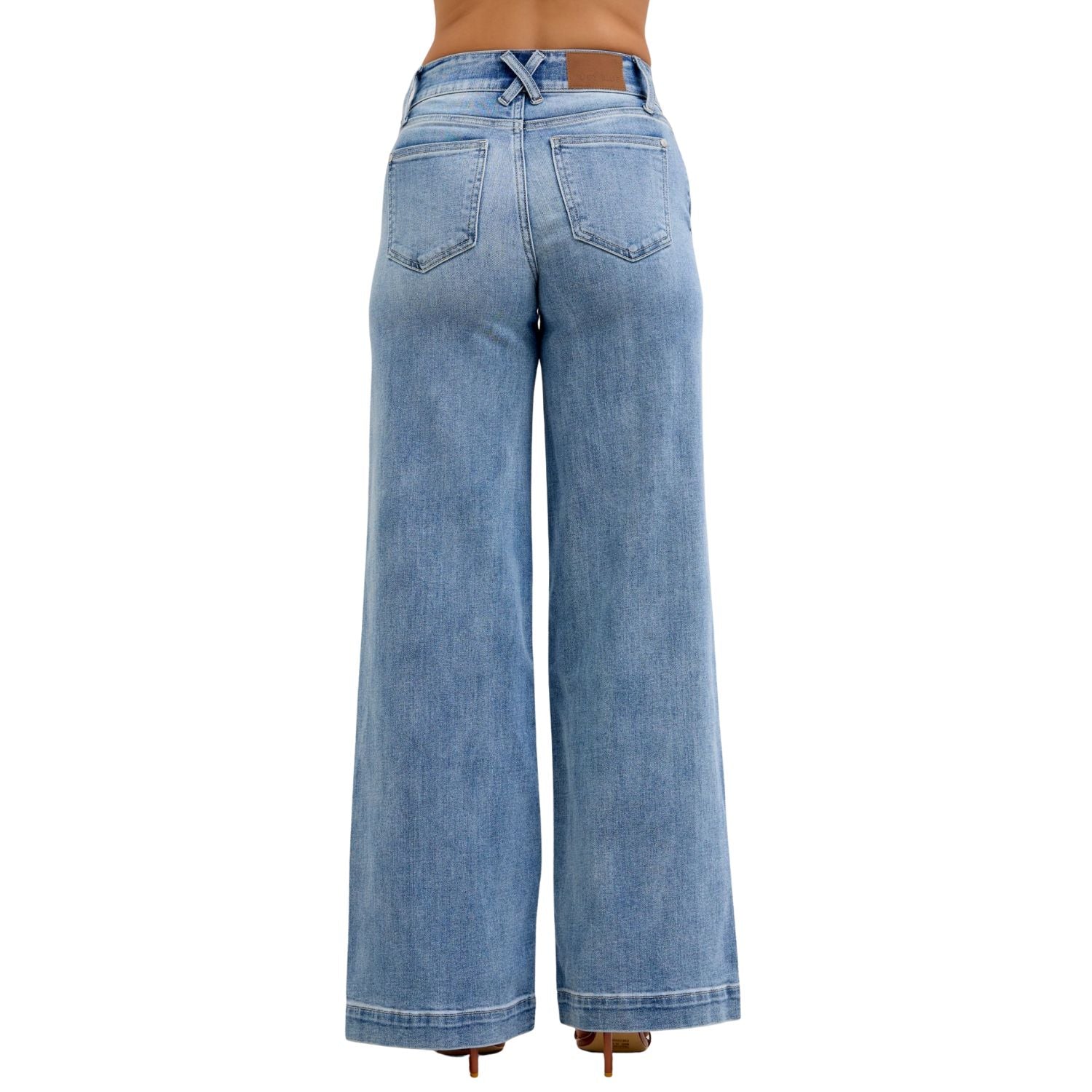 Judy Blue Womens High Waisted Wide Leg Trouser Jeans