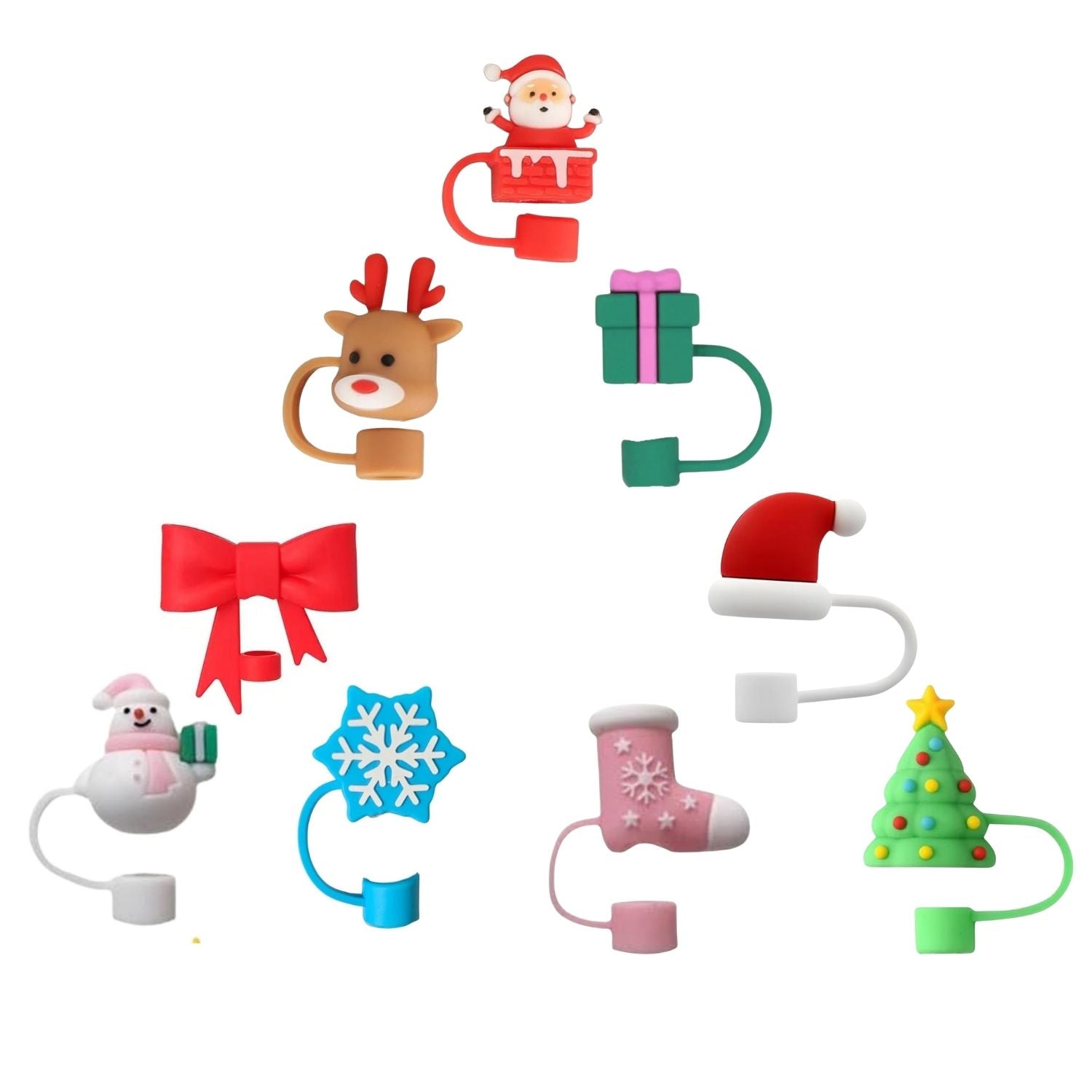 Crush Womens Sip and Sleigh Straw Topper Holiday Set- 3 Pack