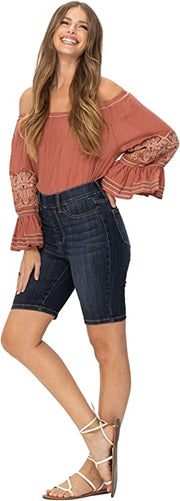 Judy Blue Womens High Waist Pull On Biker Denim Shorts