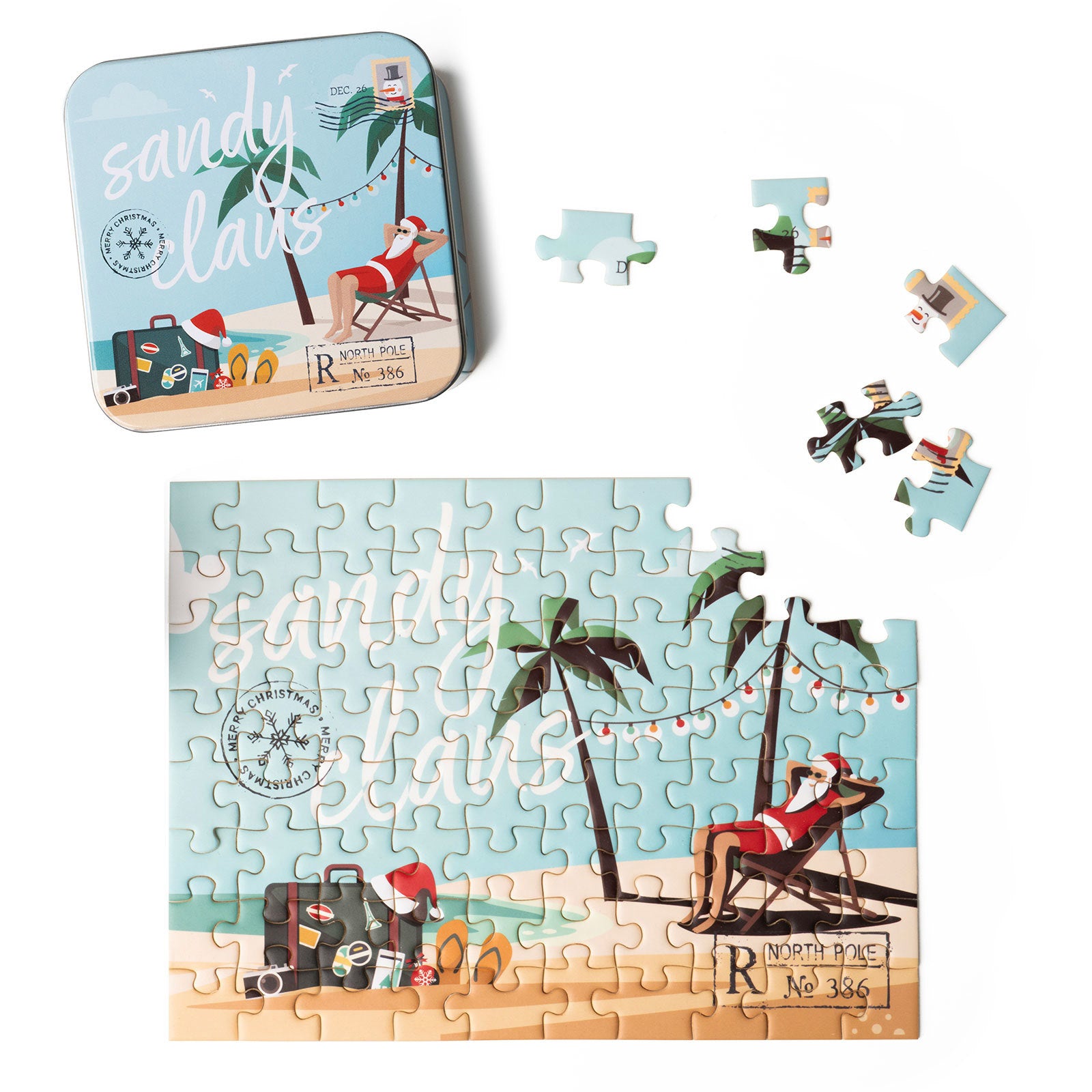 Jolly Jigsaw Christmas Holiday 80 Piece Mini Puzzles With Matching Tin