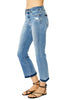 Judy Blue Womens Mid Rise Release Hem Cropped Bootcut Jeans