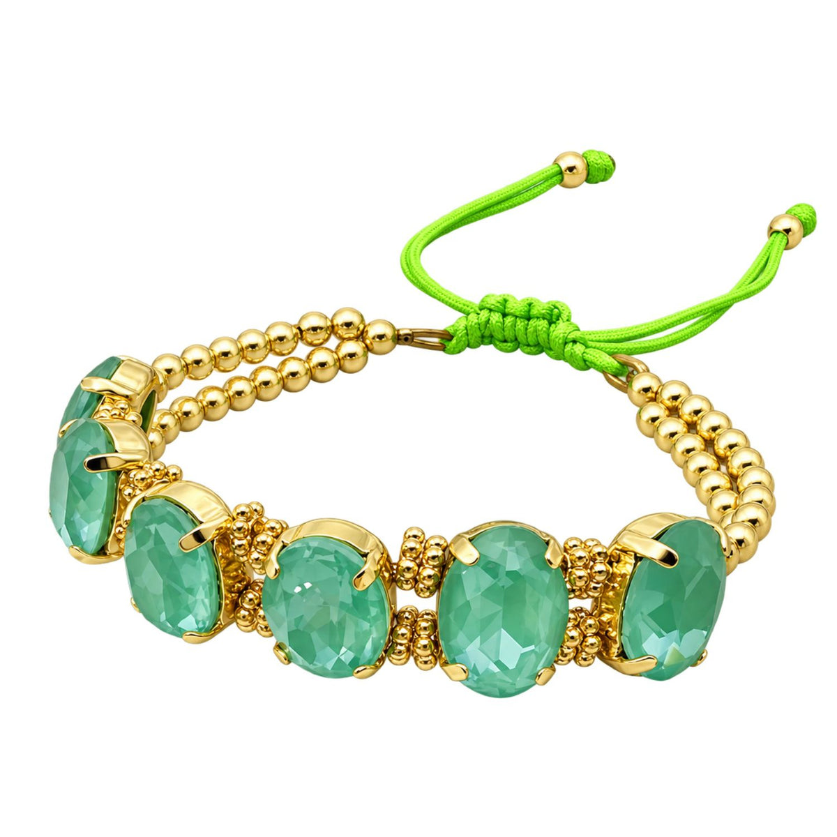 Olive & Brown 18K Gold-Plated Bead & Crystal Adjustable Bracelet