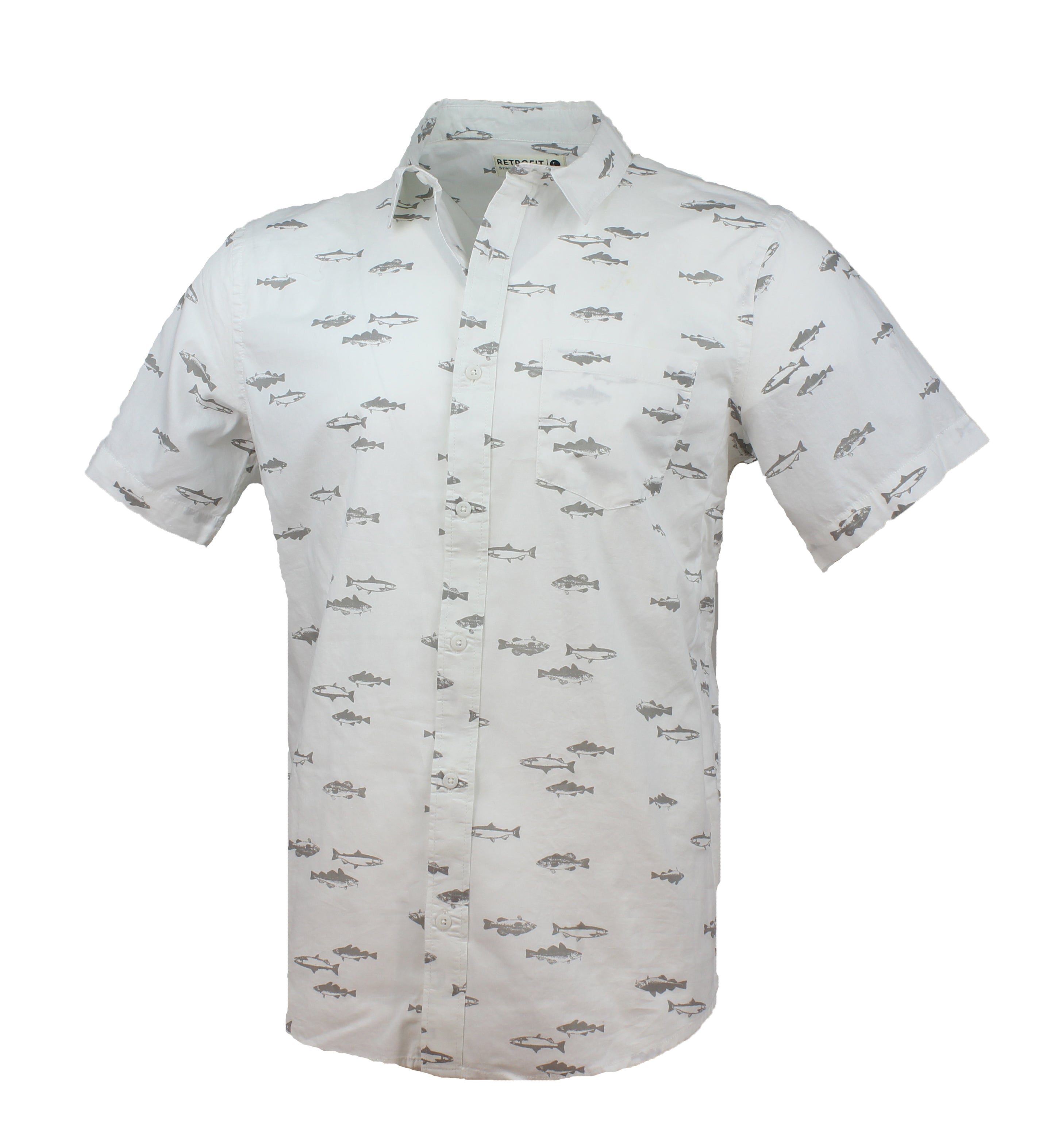 Retrofit Mens Short Sleeve Woven Button Up Shirt