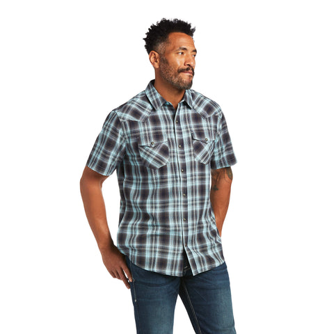 Ariat Men's Pro Series Isaiah Fitted Long Sleeve Button Down Plaid Shirt, M